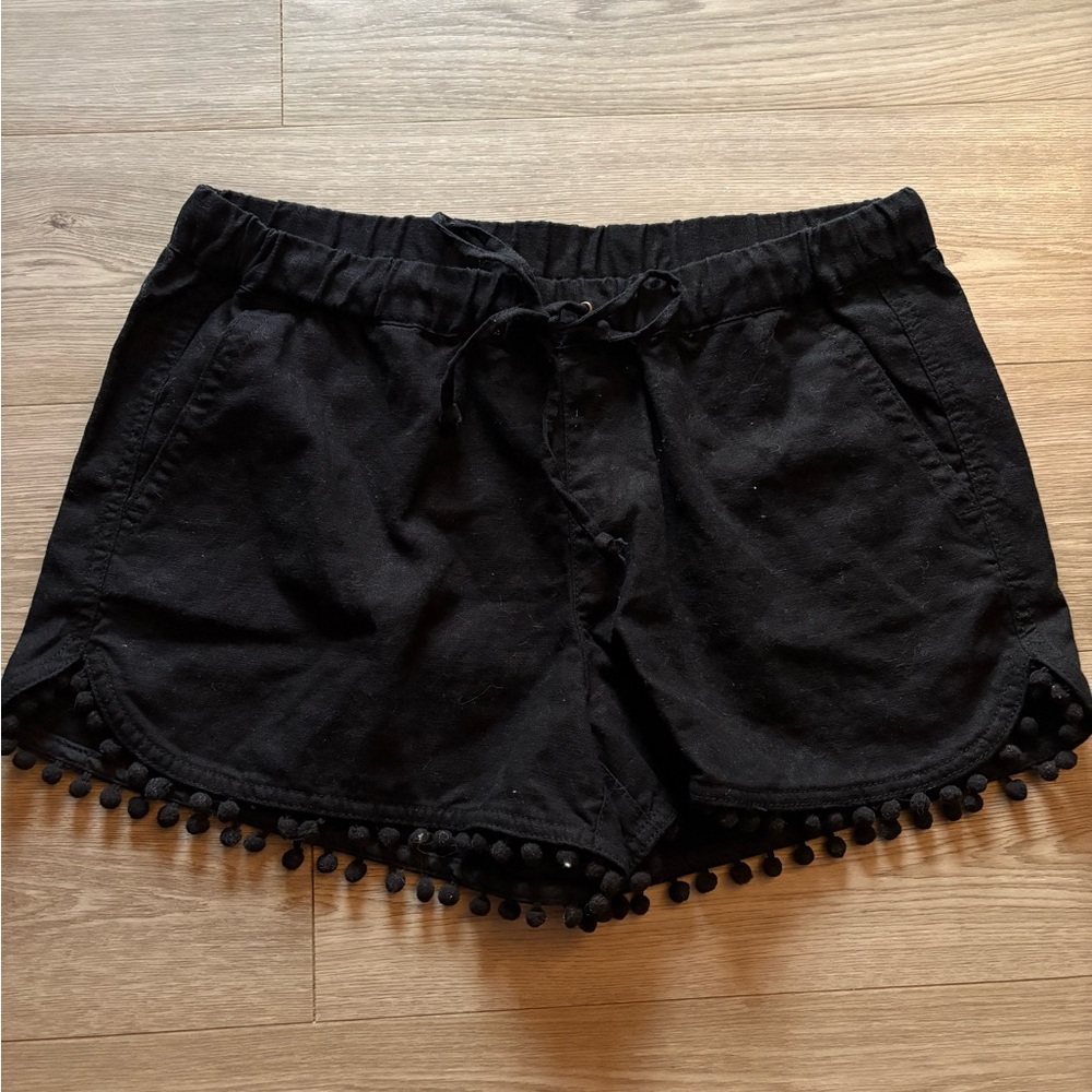 J. Crew Black Pom-Pom Trim Women Shorts